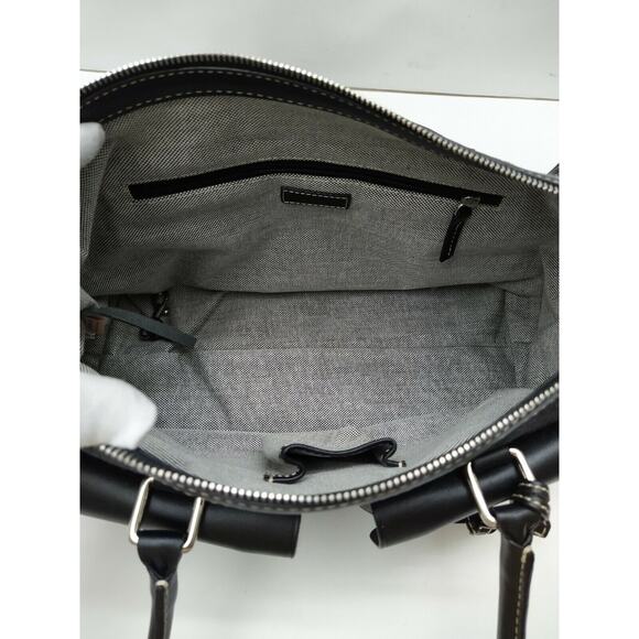 Dooney & Bourke Black Canvas DB Printed Pockets Zipper Satchel Bag w/ Wallet - Picture 10 of 14